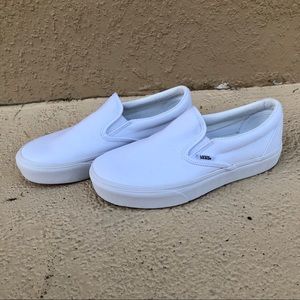 White Platform Slip On Vans